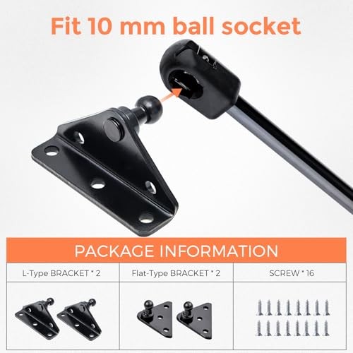 13MM Ball Stud Mounting Brackets, 2 Angled L-Type Mounts 13mm Standard Black