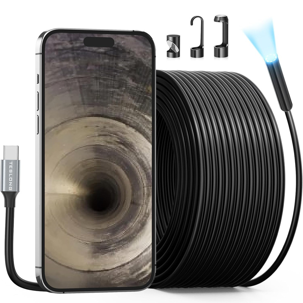 Teslong 50FT USB-C Borescope Camera with Light, Only Compatible with iPhone 15/1