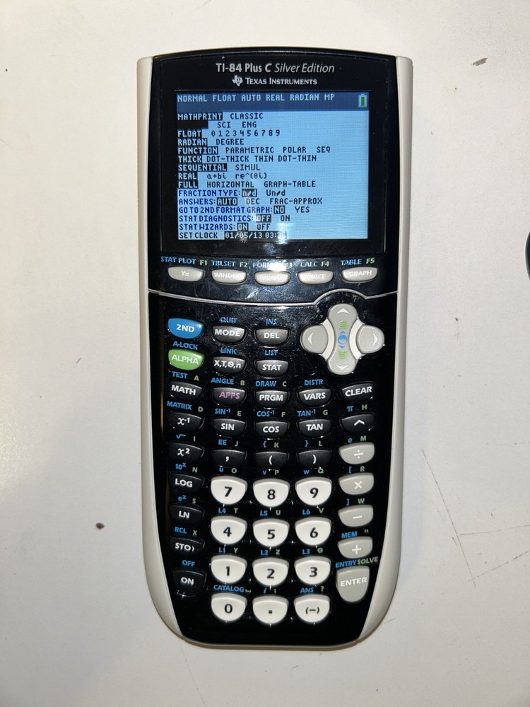 TEXAS INSTRUMENTS TI-84 Plus C Silver Edition Graphing Calculator EUC W USB