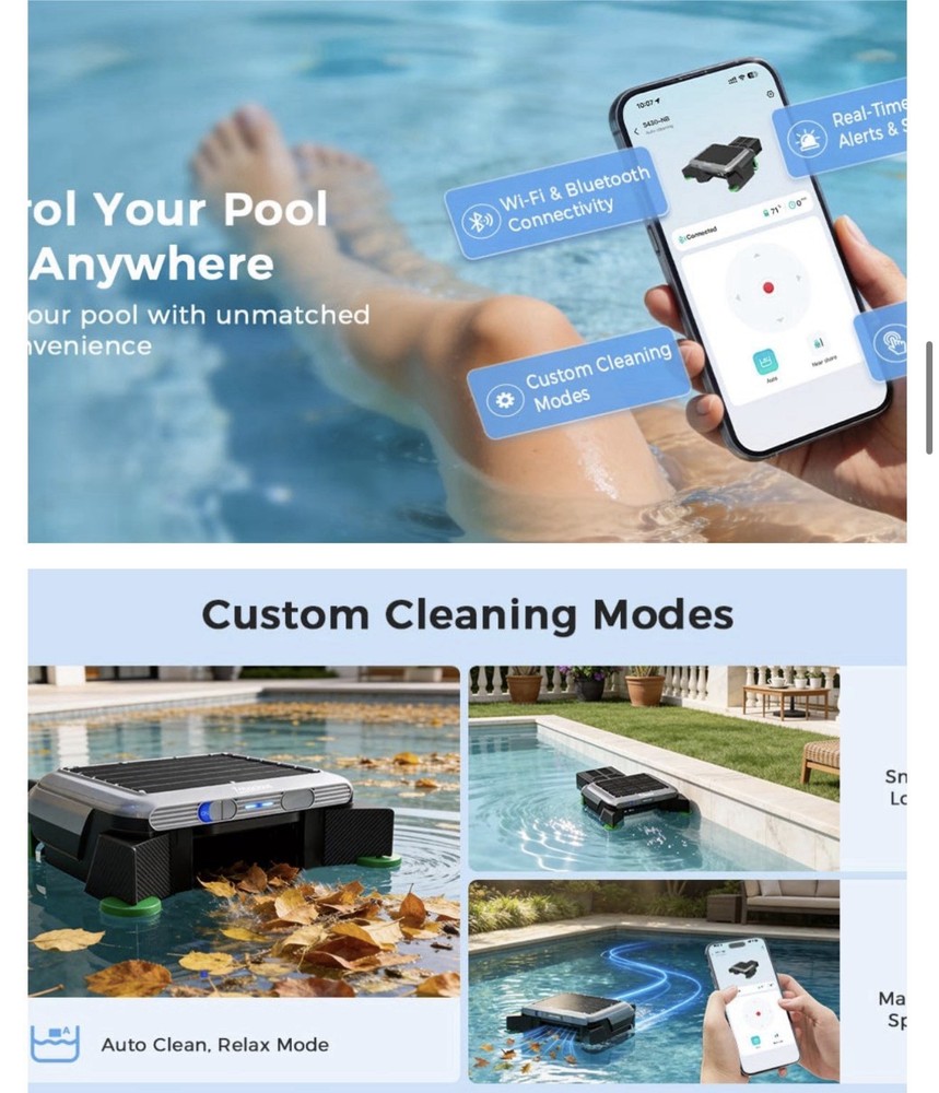 Solar Robotic Pool Surface Skimmer Cleaner