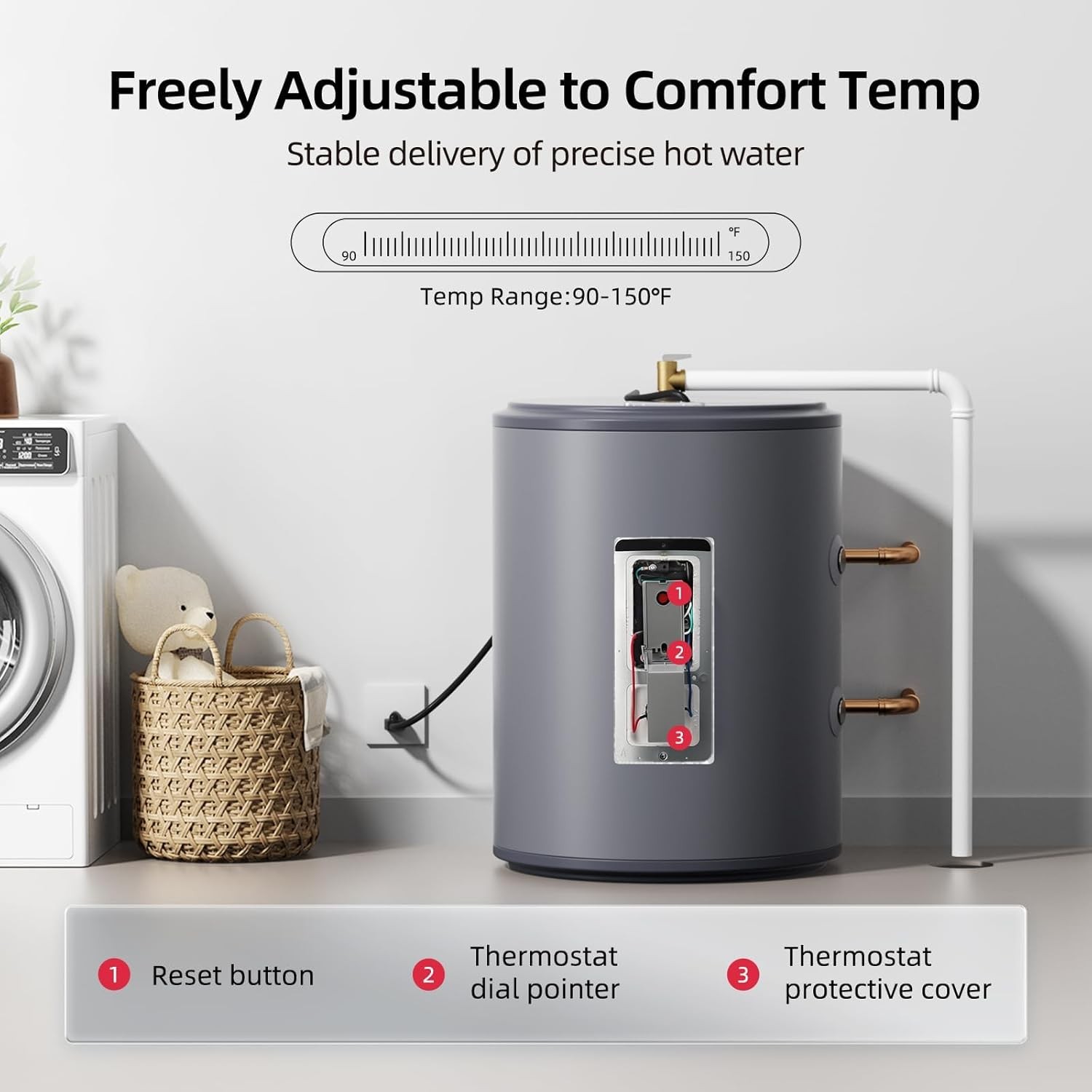 MIZUDO Electric Tank Hot Water Heater,18 Gallon Storage Instant RV Whole House