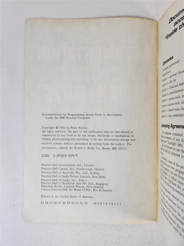 Documentation For Programming Access Tools To Accompany... Inside the IBM PC