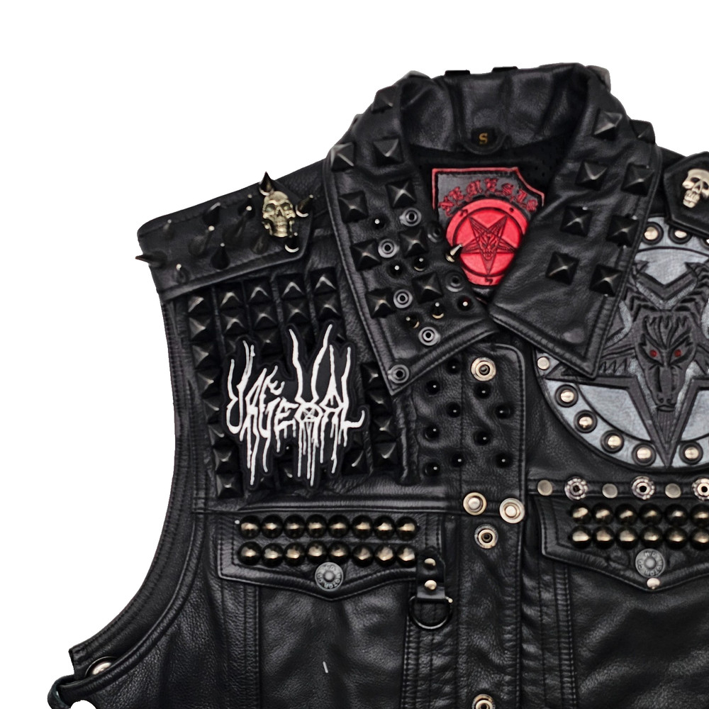 URGEHAL WHITE LOGO (shaped border) EMBROIDERED PATCH