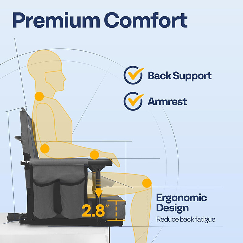 2 Pack Portable Stadium Seat Bleacher Chair Padded & Cup Holder Shoulder Strap