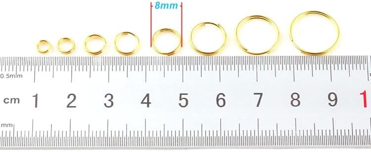 200pcs 8mm Mini Split Jump Ring with Double Loops Small Round Metal Golden Key R
