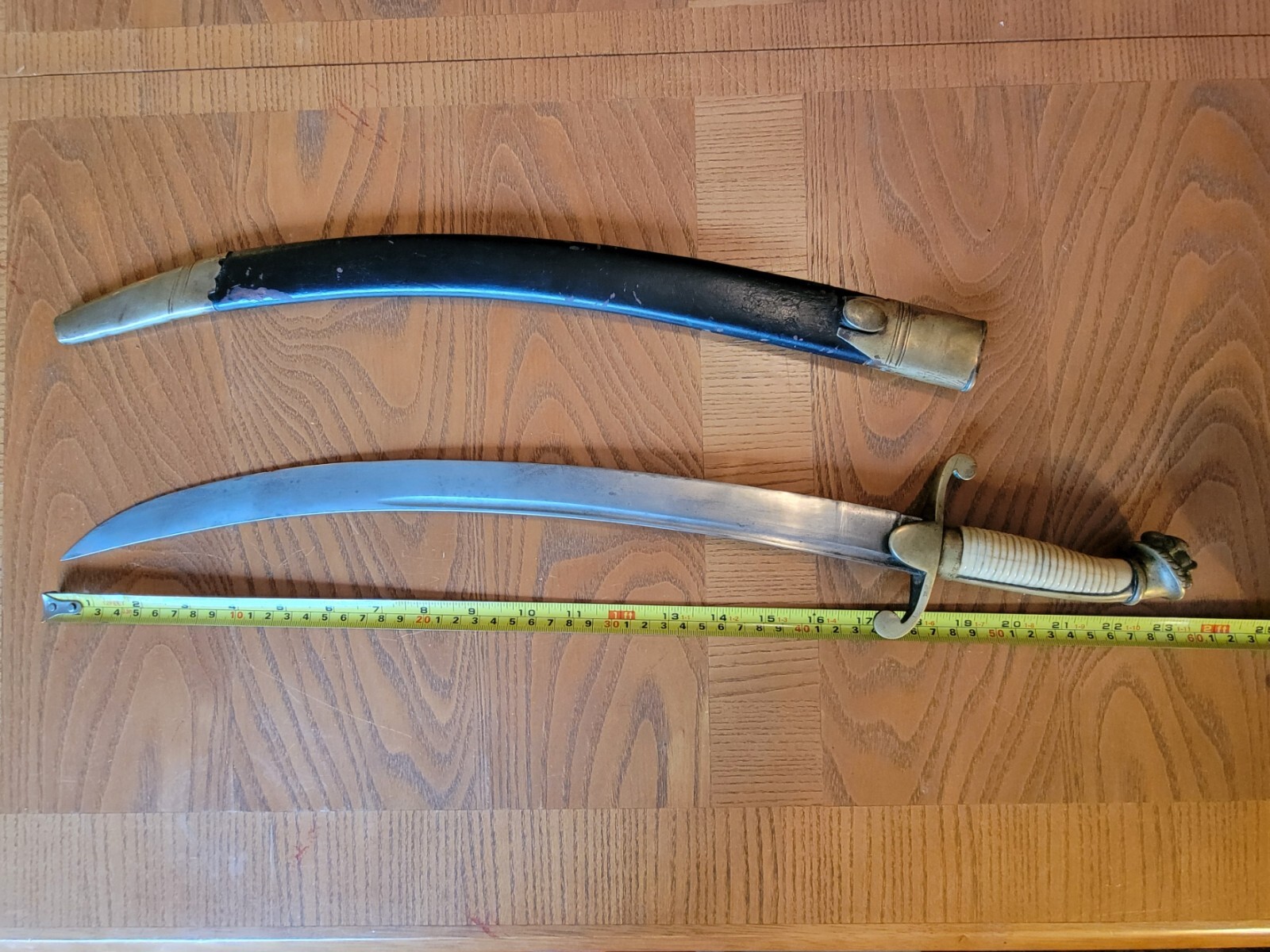 Antique Lion's Head Dagger Knife with Original Sheath, Circa 1840