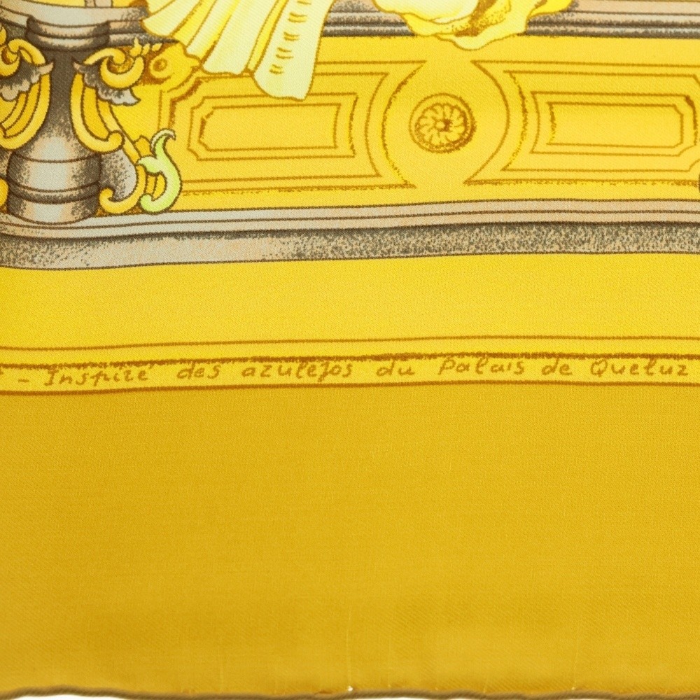 Hermes Carre 90 Azulejos Allover Print Silk Scarf Gold