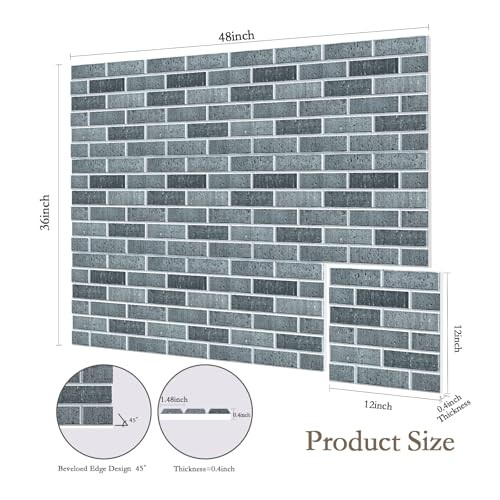 12Pack Acoustic Panels, Self-Adhesive 3D Brick Pattern 12"×12"-Brick Lime Black