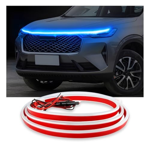 Car Hood Light Strip Flexible DRL Dynamic Scan Start up Hoodbeam 71 Inches Blue