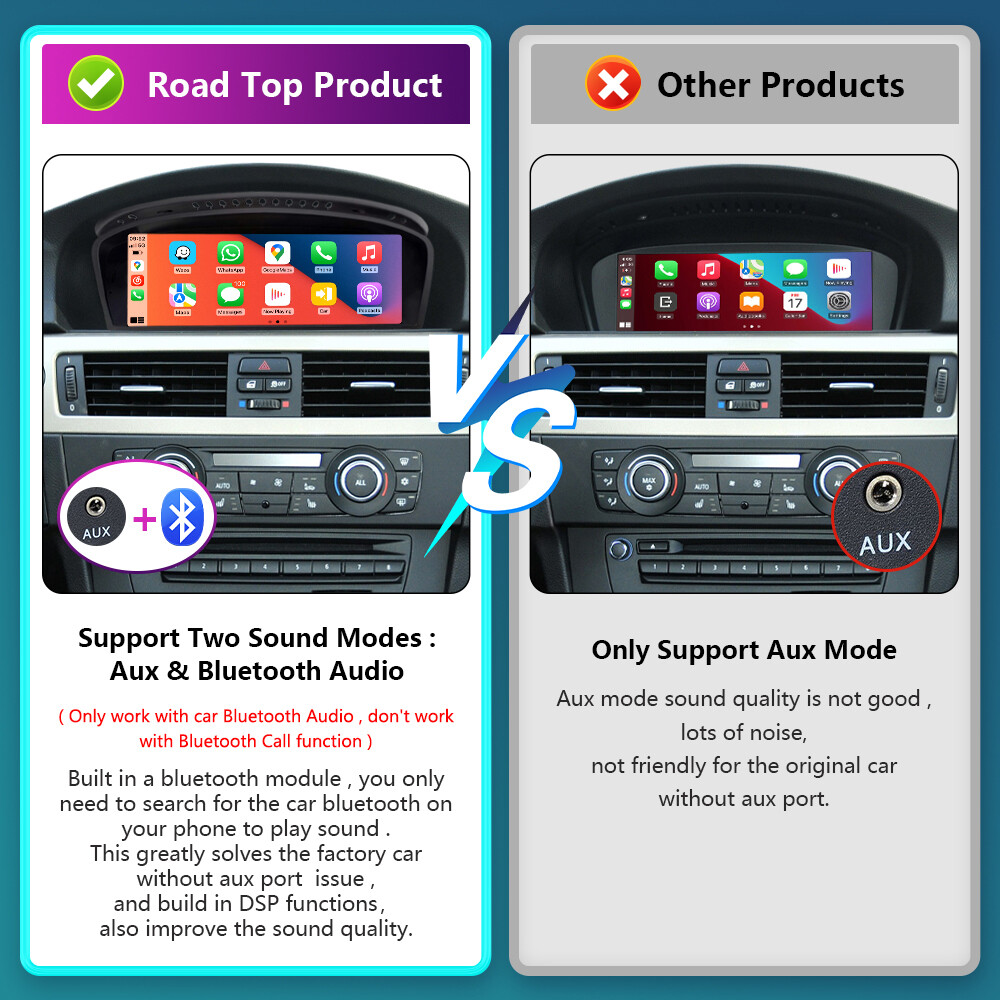 For BMW CIC 3 5 Series E90 E91 E92 E93 E60 E61 Wireless CarPlay Car Touch Screen