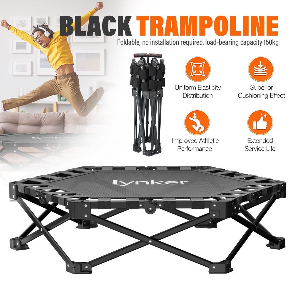 40" Foldable Fitness Trampoline Adult Exercise 330lbs Capacity Adjustable Handle