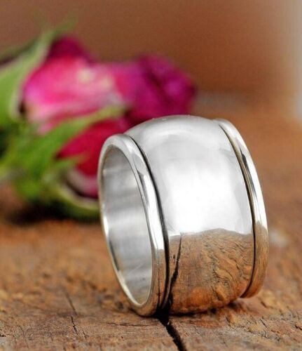 Solid 925 Sterling Silver Spinner Band & Statement Handmade Ring All Size