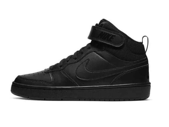 Big Kid's Nike Court Borough Mid 2 (GS) Black/Black-Black CD7782 001