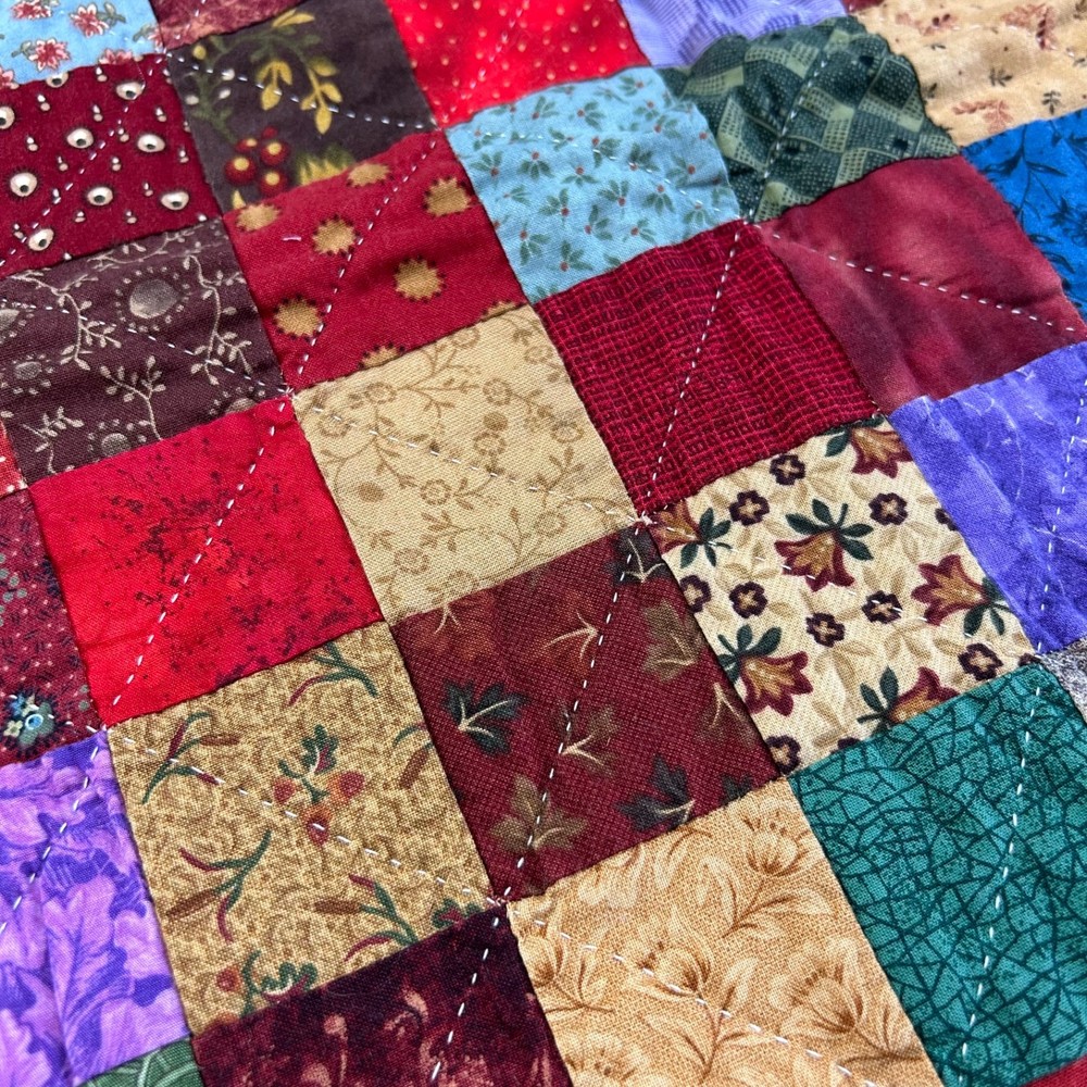 Handmade Quilt 9-Patch Block Pattern Sampler Wall Decor 18x20 Hand Quilted