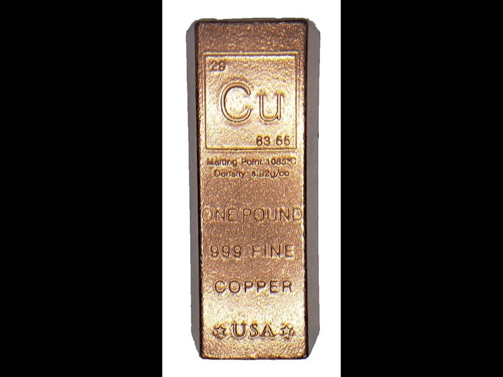 One Pound Solid Fine Copper Trapezoid Bar - Elemental Collection .999
