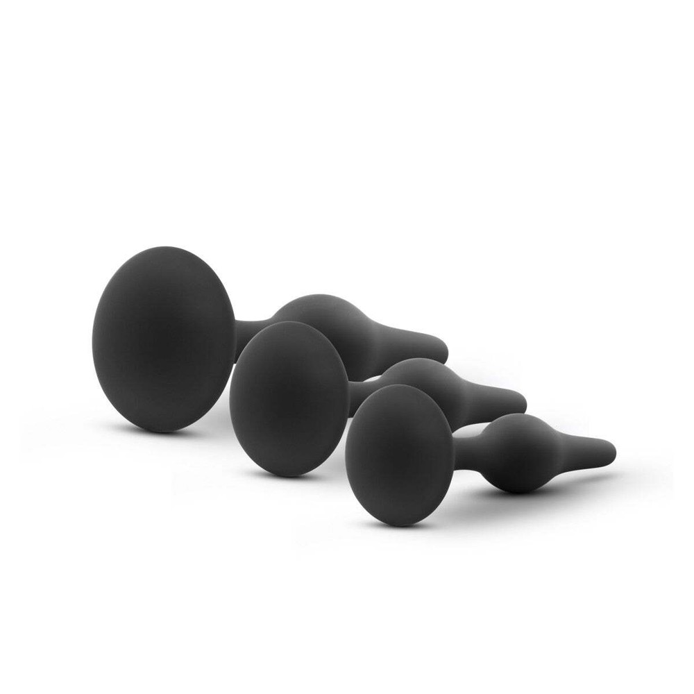Blush Luxe Beginner Silicone Satin Smooth Anal Training Plug Kit Suction Cup