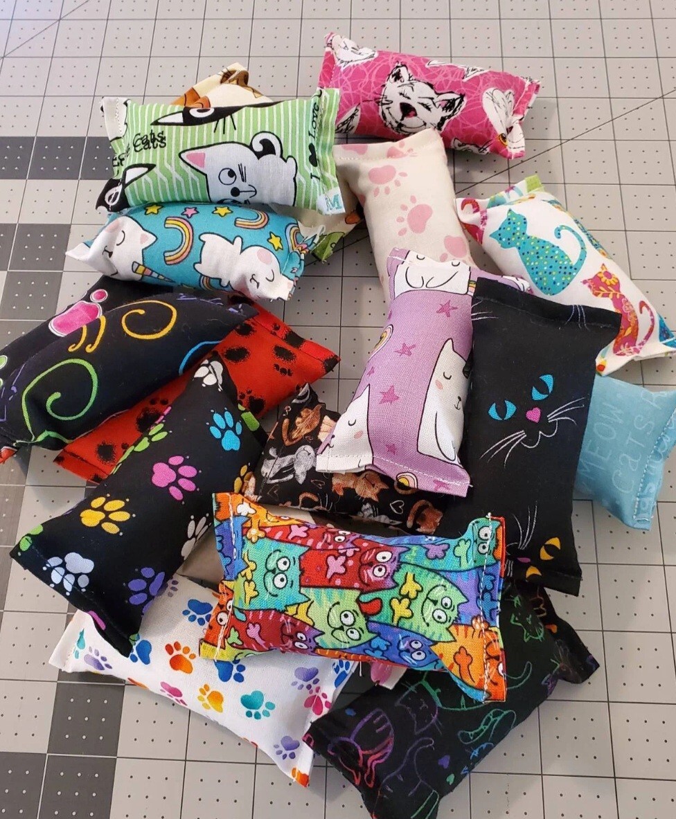 Mini Handmade Cat/Kitten Catnip Toy, Organic Catnip, Cat Gift, Value Bag Of 10