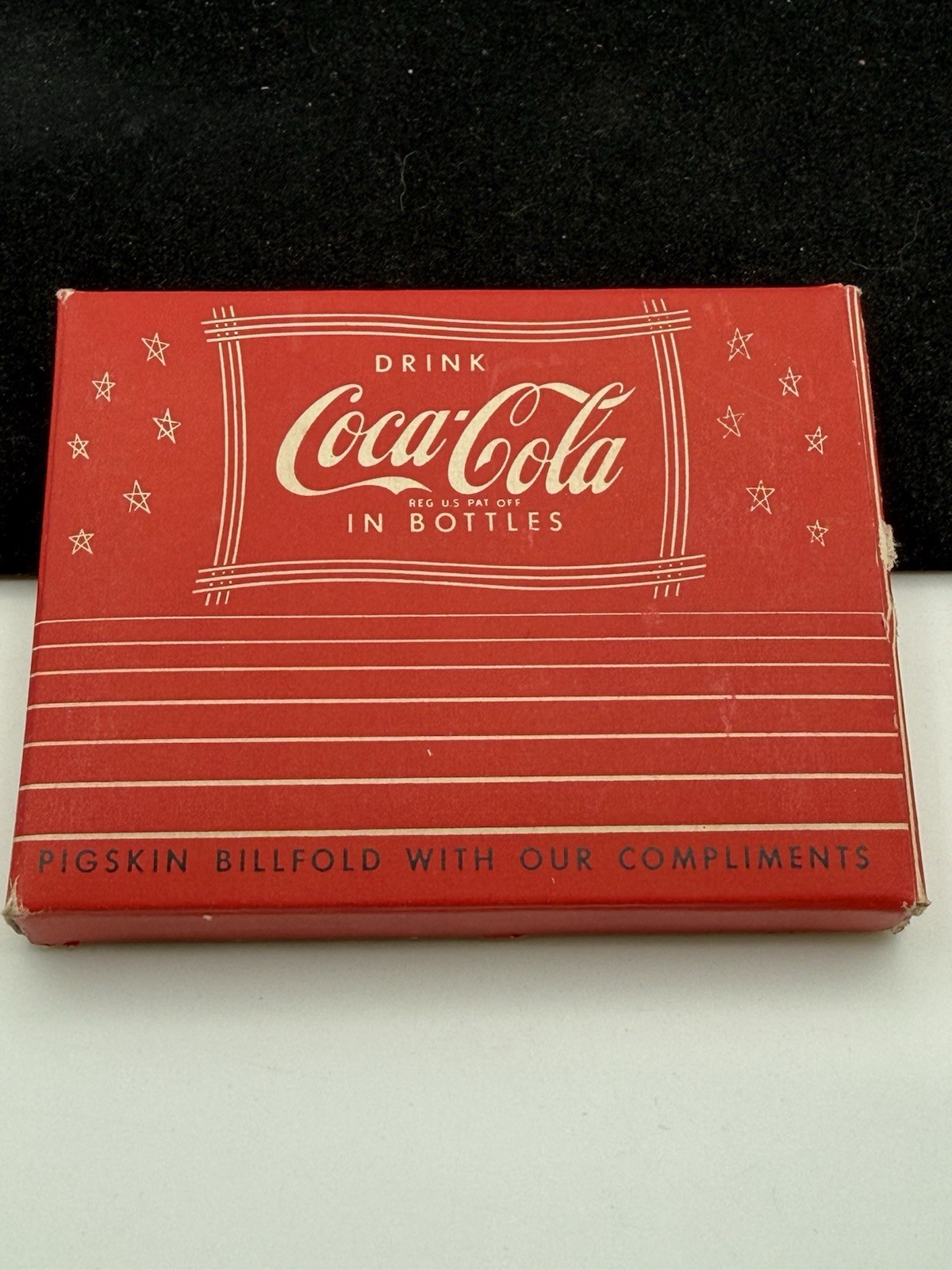 Vintage Coca Cola Pigskin Wallet w/ Box NIB NOS BILLFOLD WOW UNUSED