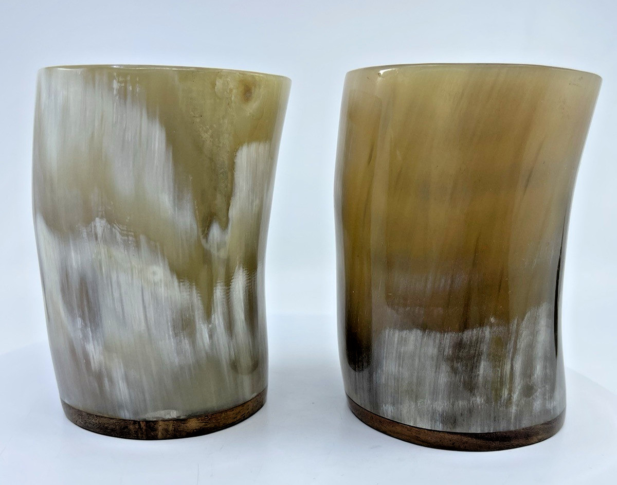 Pair Natural Buffalo Horn Mug Beer Wine Water Drinking Cup Home Decor