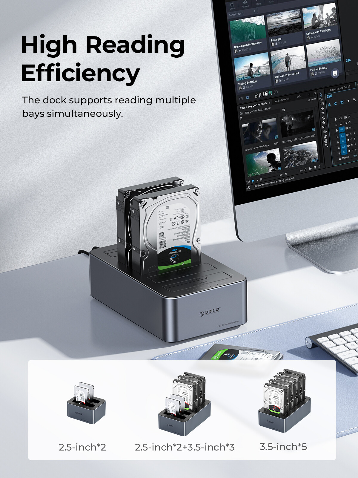 ORICO 4/5 Bay Hard Drive Station Type-C 3.1 Drive Enclosure for 2.5/3.5" HDD SSD
