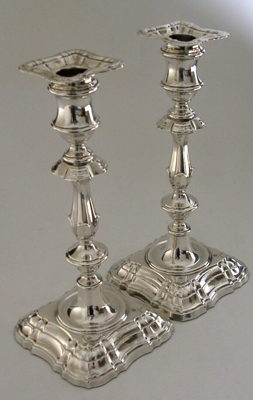 LARGE 9.5 inch ANTIQUE STERLING SILVER MILITARY CANDLESTICKS 1910 APTC 1260g