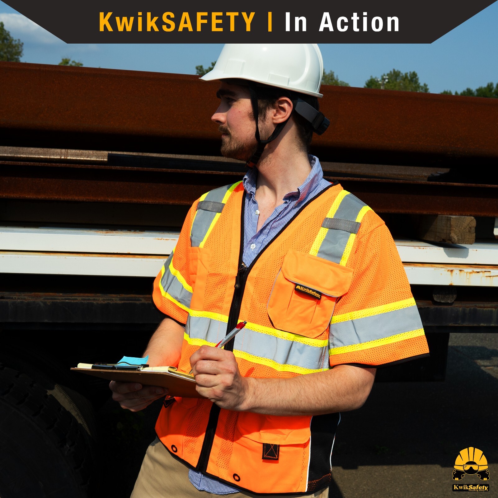 KwikSafety EXECUTIVE Hi Vis Reflective ANSI PPE Surveyor Class 3 Safety Vest