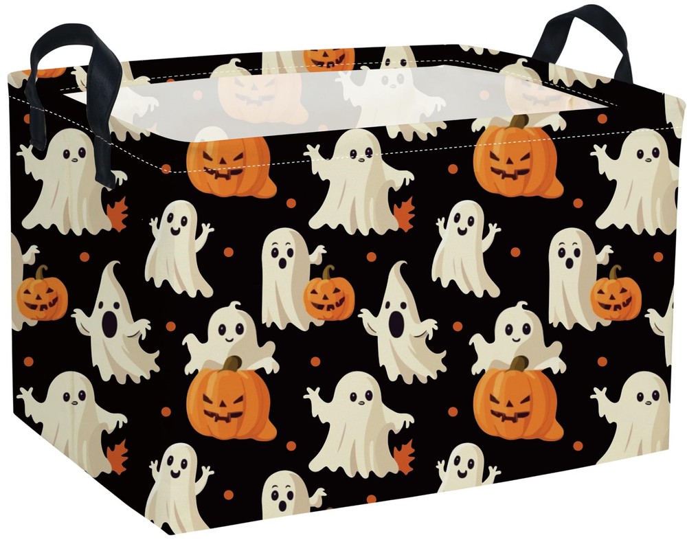 DDBASKET Rectangular Halloween Basket Pumpkin Baskets Trick Black