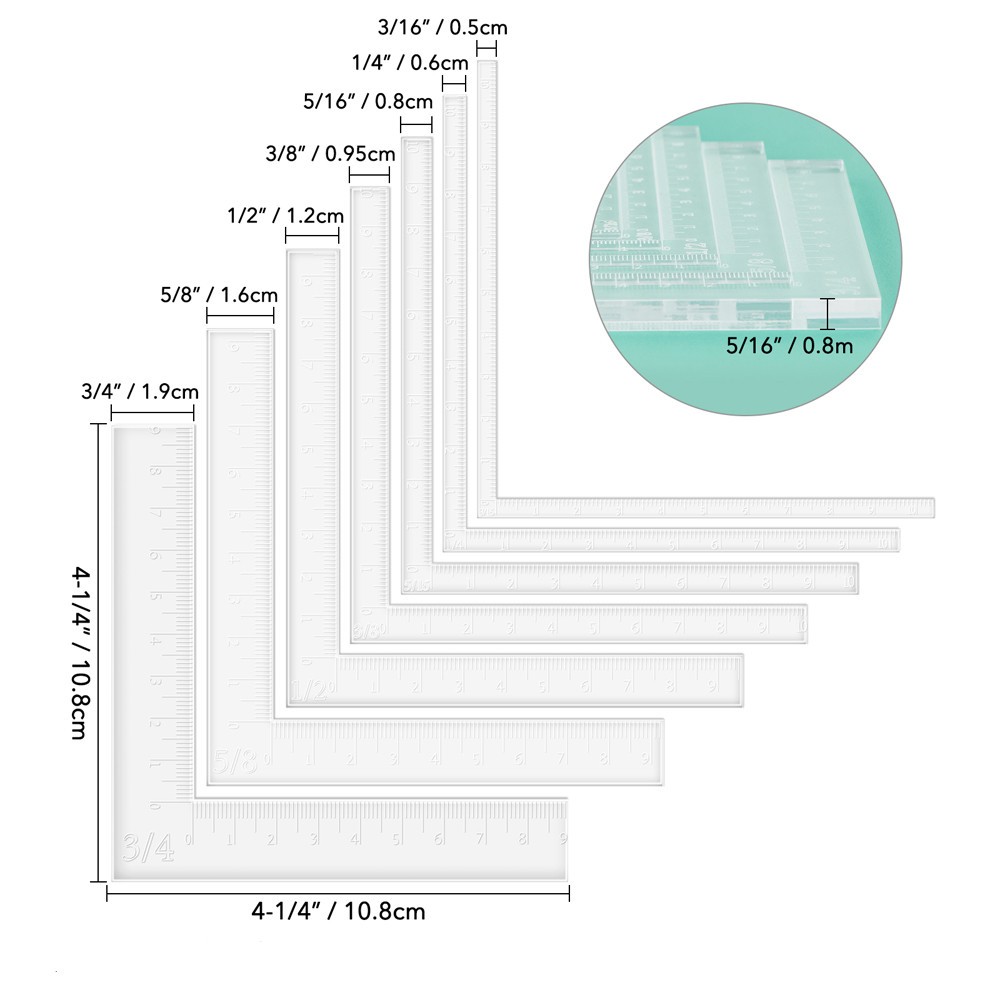 7PCS/set Creative Positioning Tools Card Corners Helper Craft Measuring Ruler