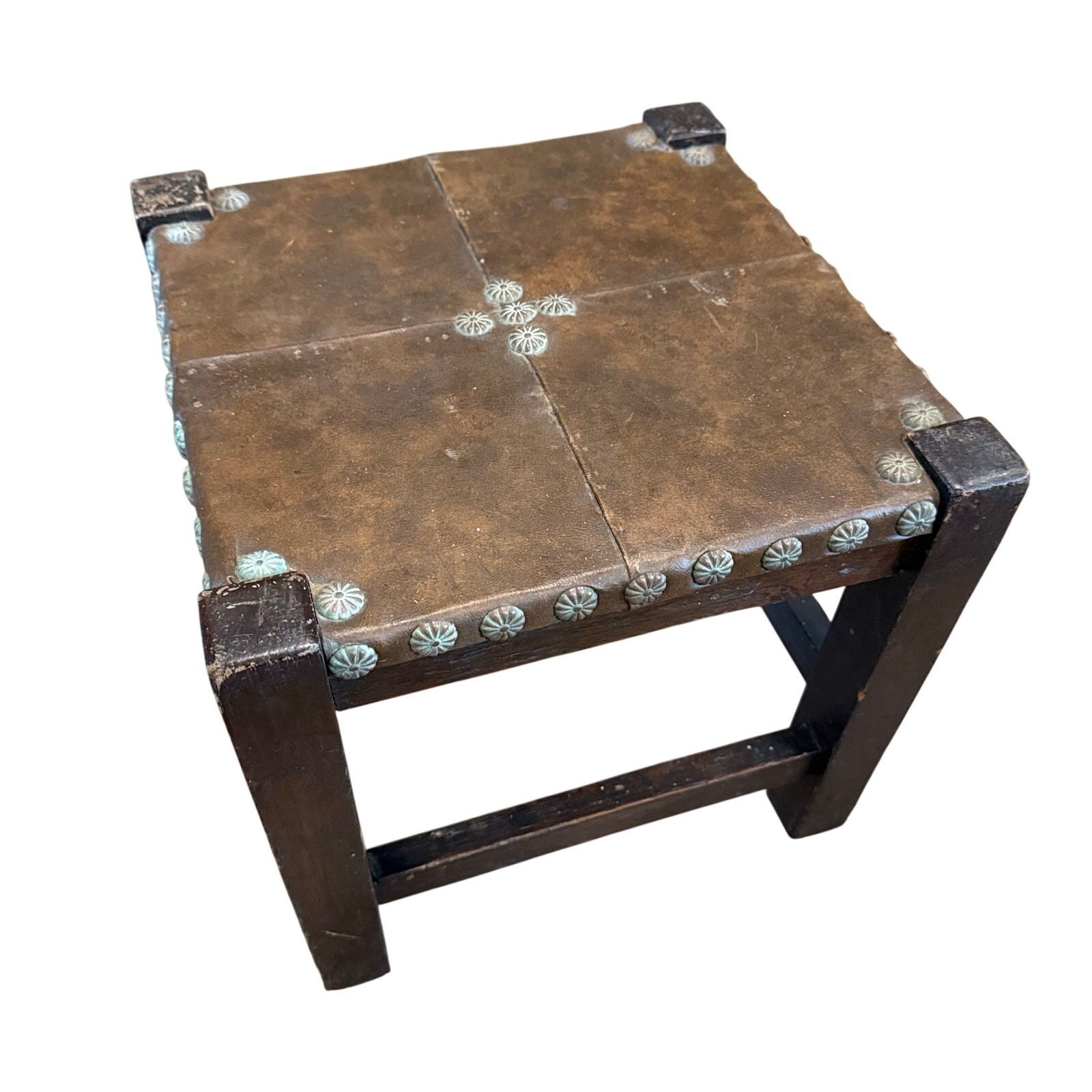 Antique VTG Arts & Crafts Mission Wood Oak? Leather? Footstool Barber Bros Chair