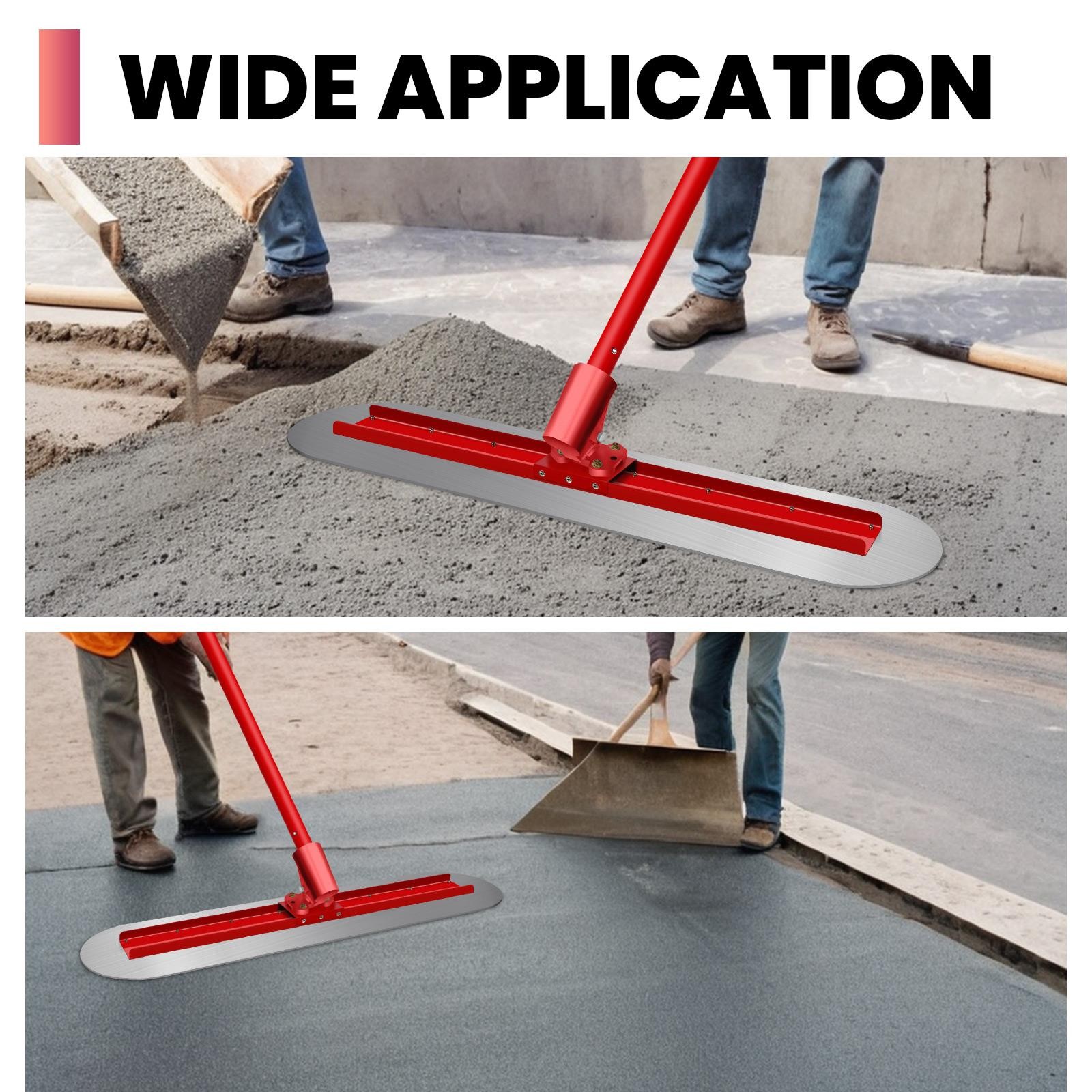 48"x12" Stainless Steel Bull Float Concrete Tool Trowel Float 4 Handle Round End