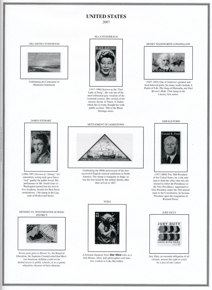 HE Harris USA LIBERTY 1 STAMP ALBUM Part C 2007-2016 3-Ring FLAG BINDER & PAGES