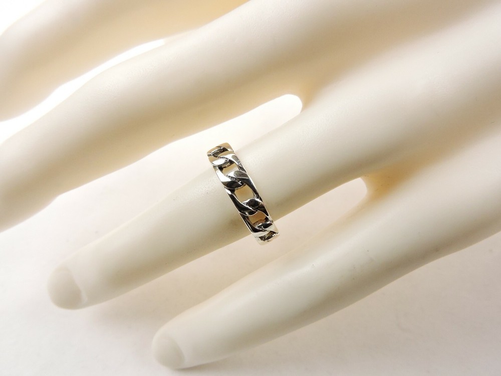 Sterling Silver 4 mm Chain Link Band Ring - Free Gift Packaging