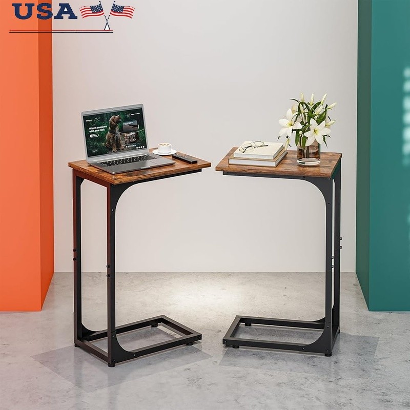 C Shaped Side Table Small Couch Tray Desk Waterproof Scratch Resistant End Table