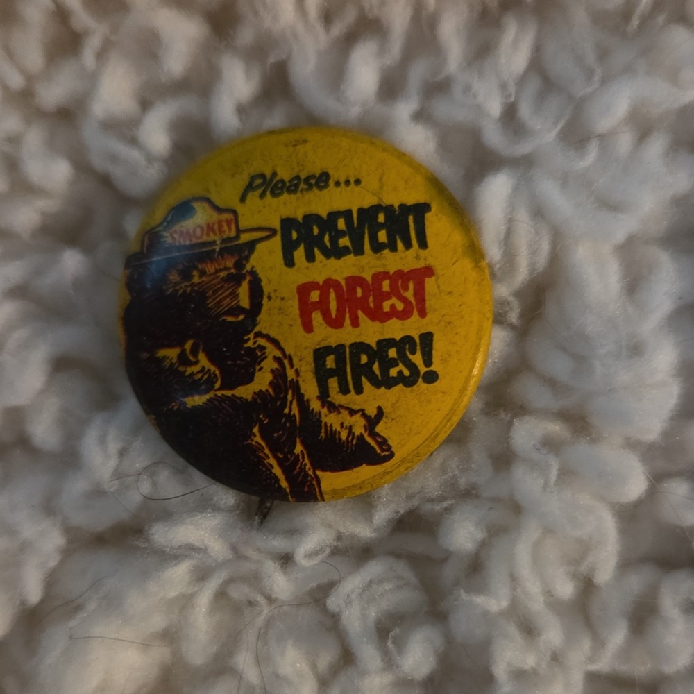 Smokey Bear Prevent Forest Fires Pinback Button Firefighting & Rescue Theme