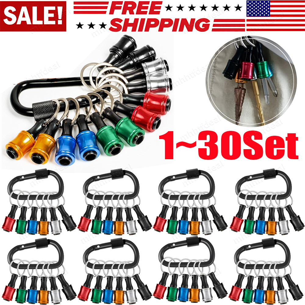Lot of Quick-Release 1/4" Hex Shank Keychain Screwdriver Drill Bits Holder Tool