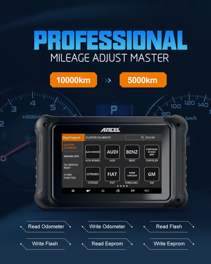 ANCEL DP500 Key Programming Tool Adjustment Mileage Odometer Correction Cluster