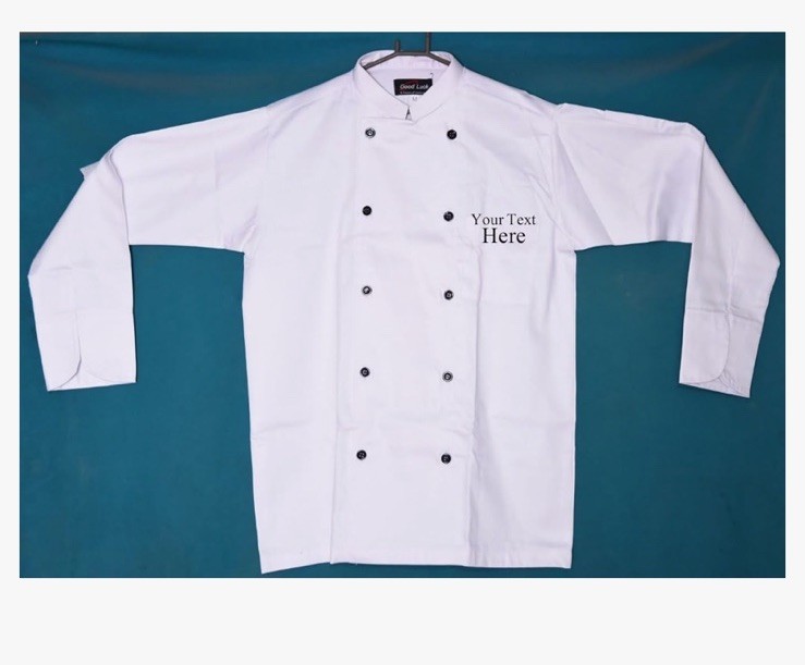 Custom Printed Chef Coat: Personalized Monogram, S-XL