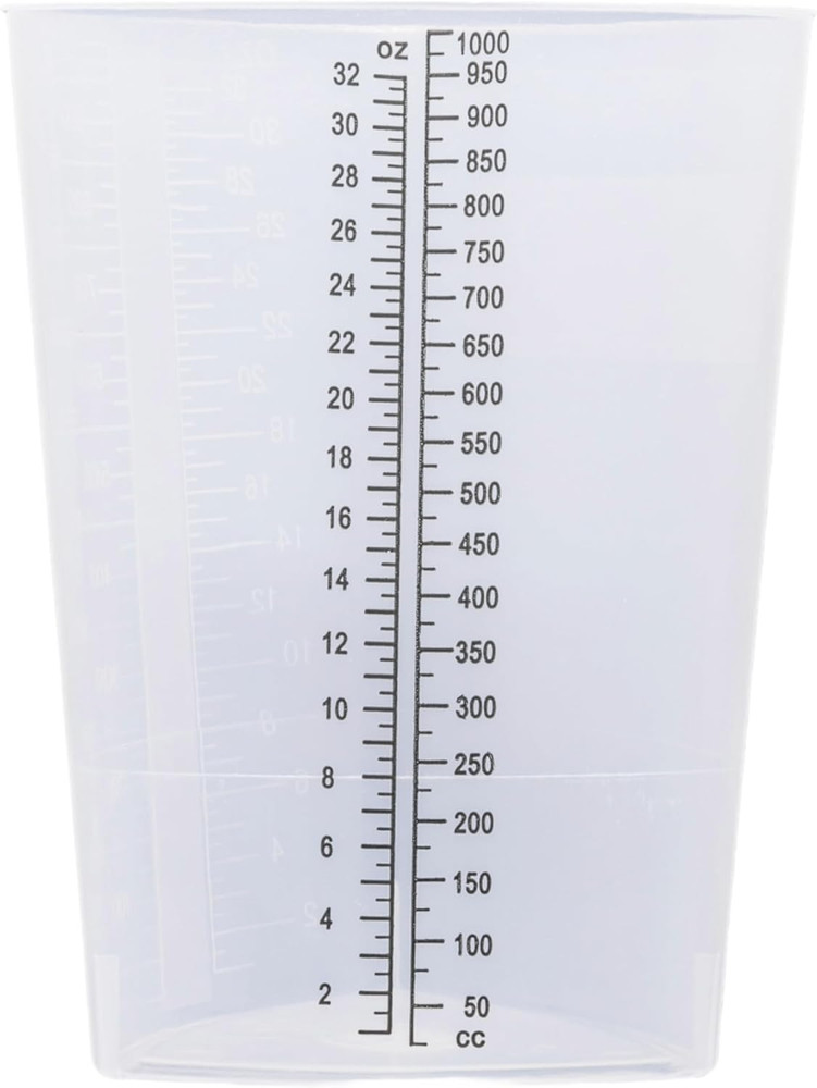 Plastic Graduated Triangular Intake Output Container [5 Pack] 32 Ounce Three-Sid