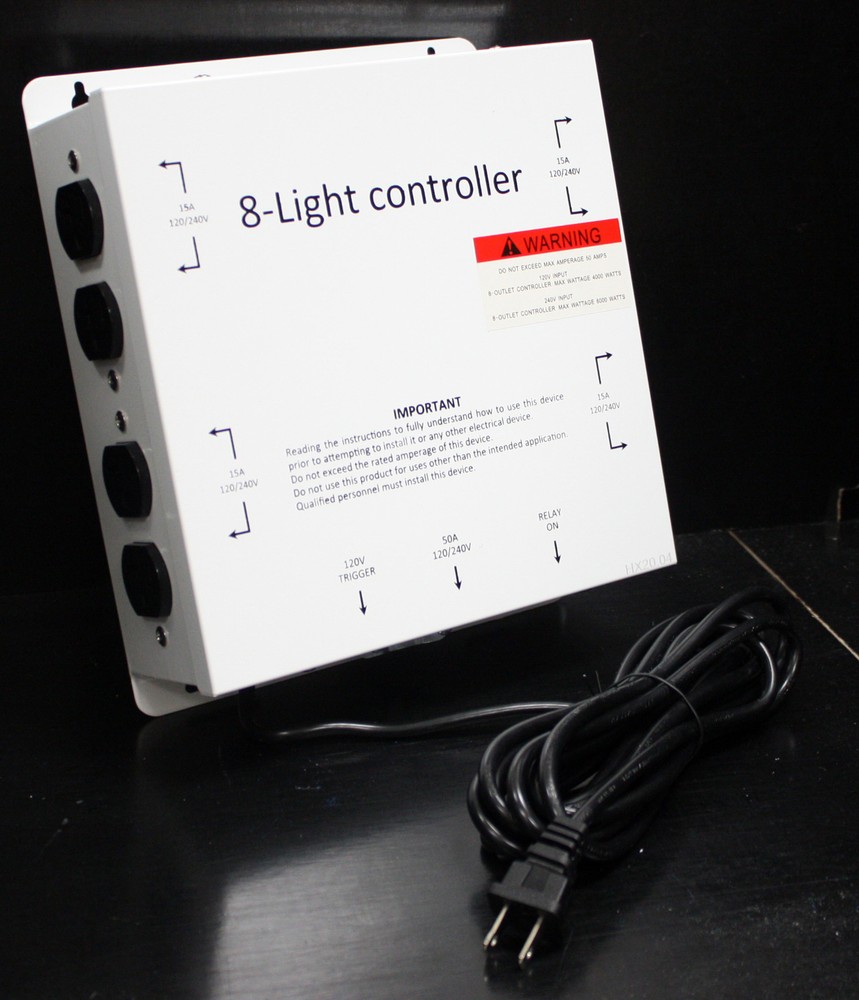 MASTER LIGHT RELAY CONTROLLER MLC 8 Outlet 240V 50A Hydroponic W/ TRIGGER CORD