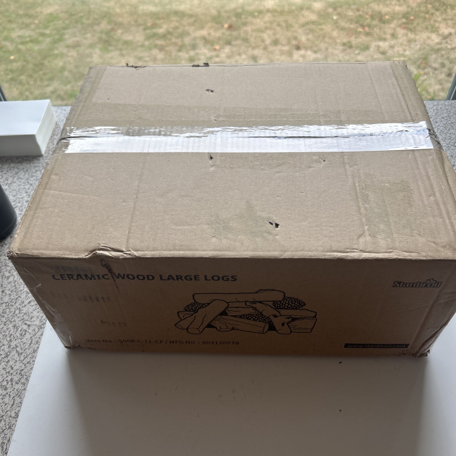 Stanbroil Large Ceramic Gas Logs, 9 Piece Set of Decoration Ceramic Wood