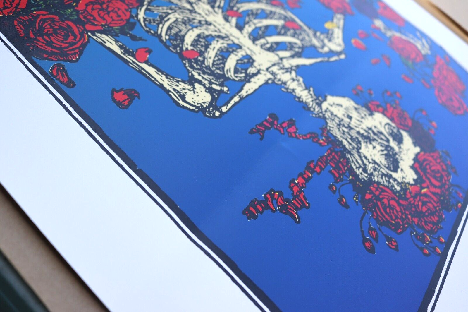 GRATEFUL DEAD SKELETON & ROSES POSTER PRINT ART SIGNED STANLEY MOUSE 29x22"