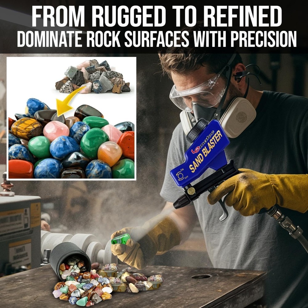 Portable Sand Blaster Kit for Rust Removal & Glass Etching - Ceramic Nozzle