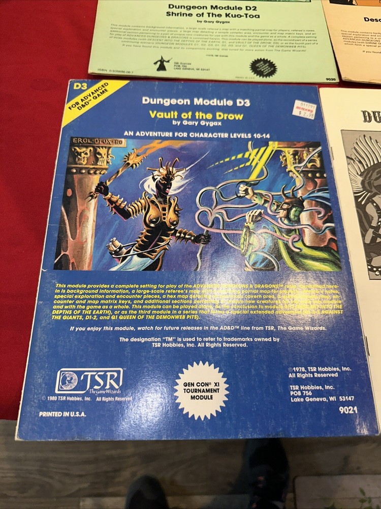 ADVANCED D&D DUNGEON MODULES TSR 1978