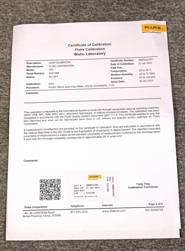 Fluke 705 Precision Loop Calibrator for Accurate Testing & Measurement