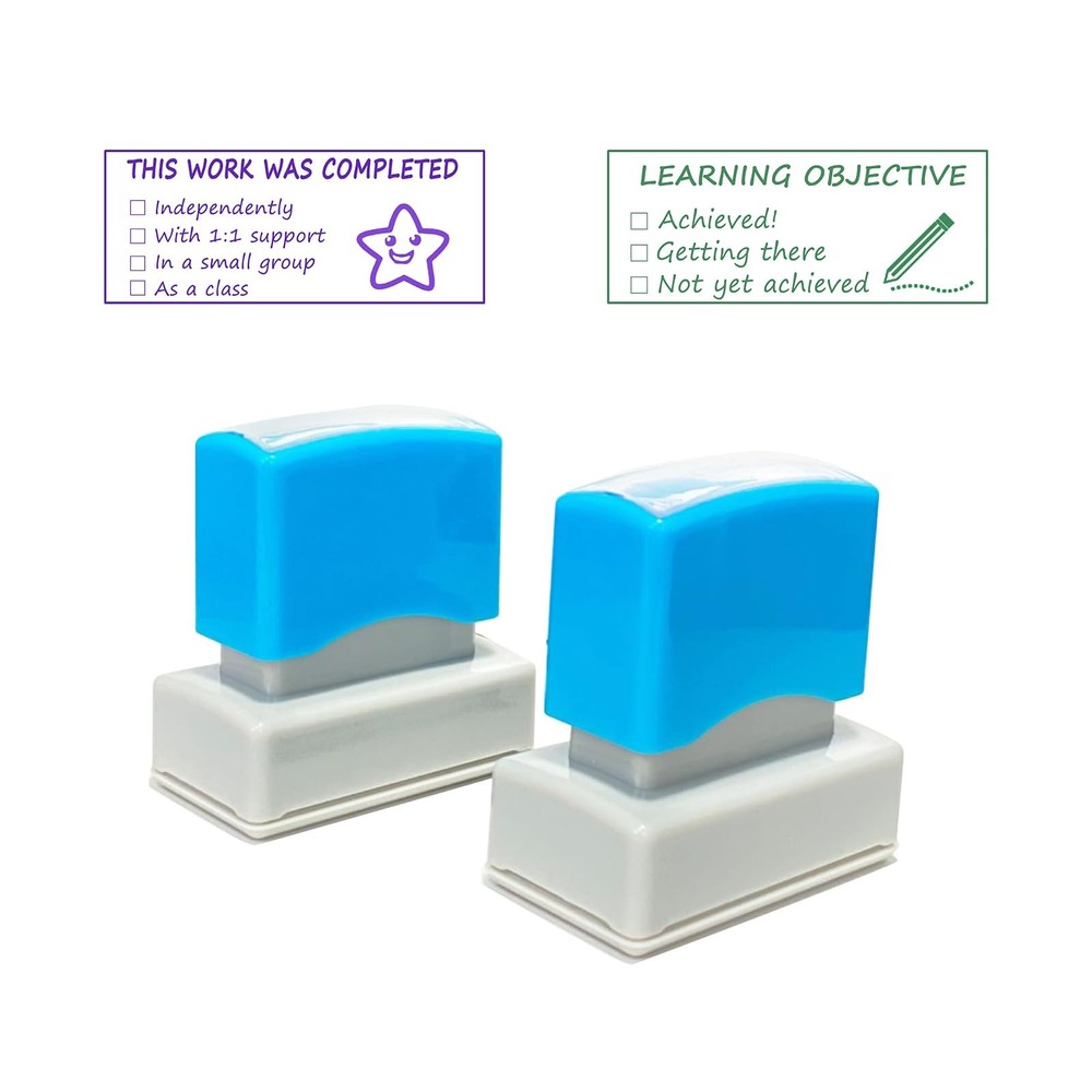 2 Self-Ink Behavior Stamp Set - Checkbox Grading Stamps Teacher Completed Sta...