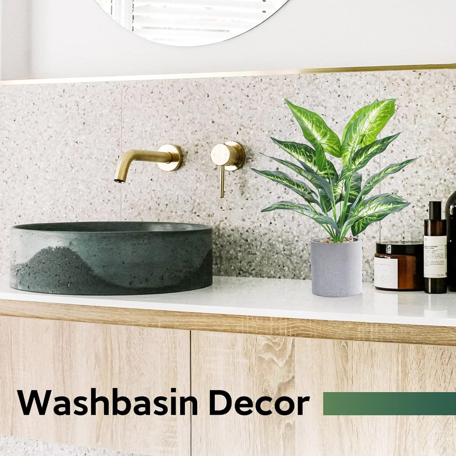 16" Small Fake Plants Artificial Tropical Faux Plants Indoor for Office Desk ...