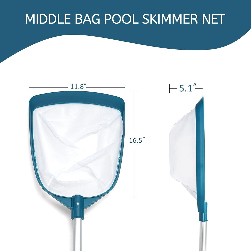 Adjustable Pool Leaf Skimmer Rake w/ Fine Mesh - Ultimate Cleaning Tool