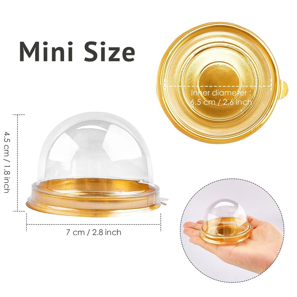 50 Pack Mini Bundt Cake Containers, Clear Plastic Small Cupcake Boxes with Dome