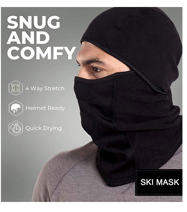Alonsoo Balaclava Winter Windproof Mask Black Large (2 Pack)