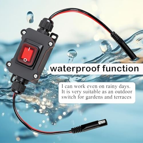 DC 12V Inline Toggle Switch, 12AWG Waterproof SAE to SAE Cable with on/Off